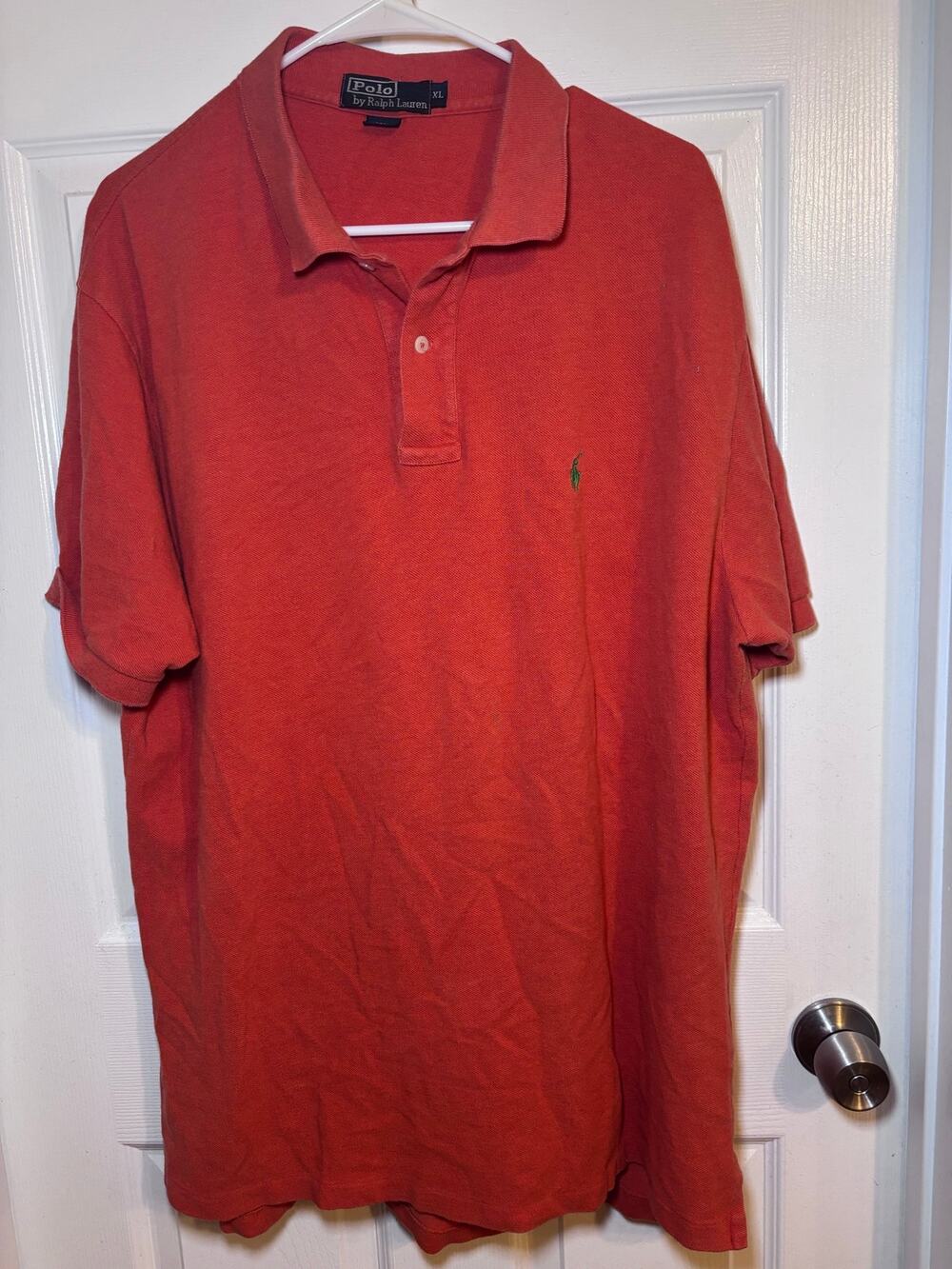 Polo Ralph Lauren Men’s XL Orange Red Classic Polo Shirt 100% Cotton Green Pony